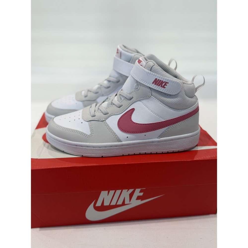 Nike COURT BOROUGH MID 2 (PSV) Kids Youth Size 3Y Gray/pink/white CD7783 133